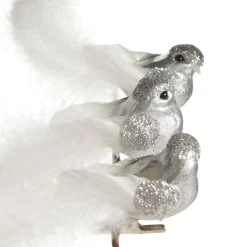 Silver Bird Clip with White Feather Tail - Set of 3 Butterflies And Birds|