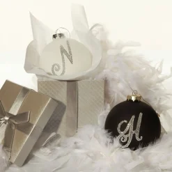 Silver Bling Monogram Christmas Bauble Personalised Baubles|