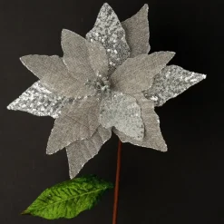 Silver Burlap Sequin Flower Christmas Flowers|