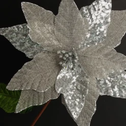 Silver Burlap Sequin Flower Christmas Flowers|