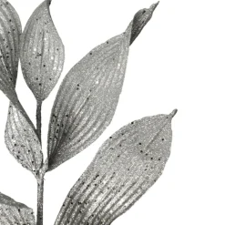 Silver Curved Leaf Glitter Spray Christmas Sprays|