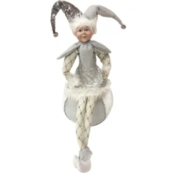 Silver Elf on Bauble Christmas Ornament Christmas Elves And Fairies|