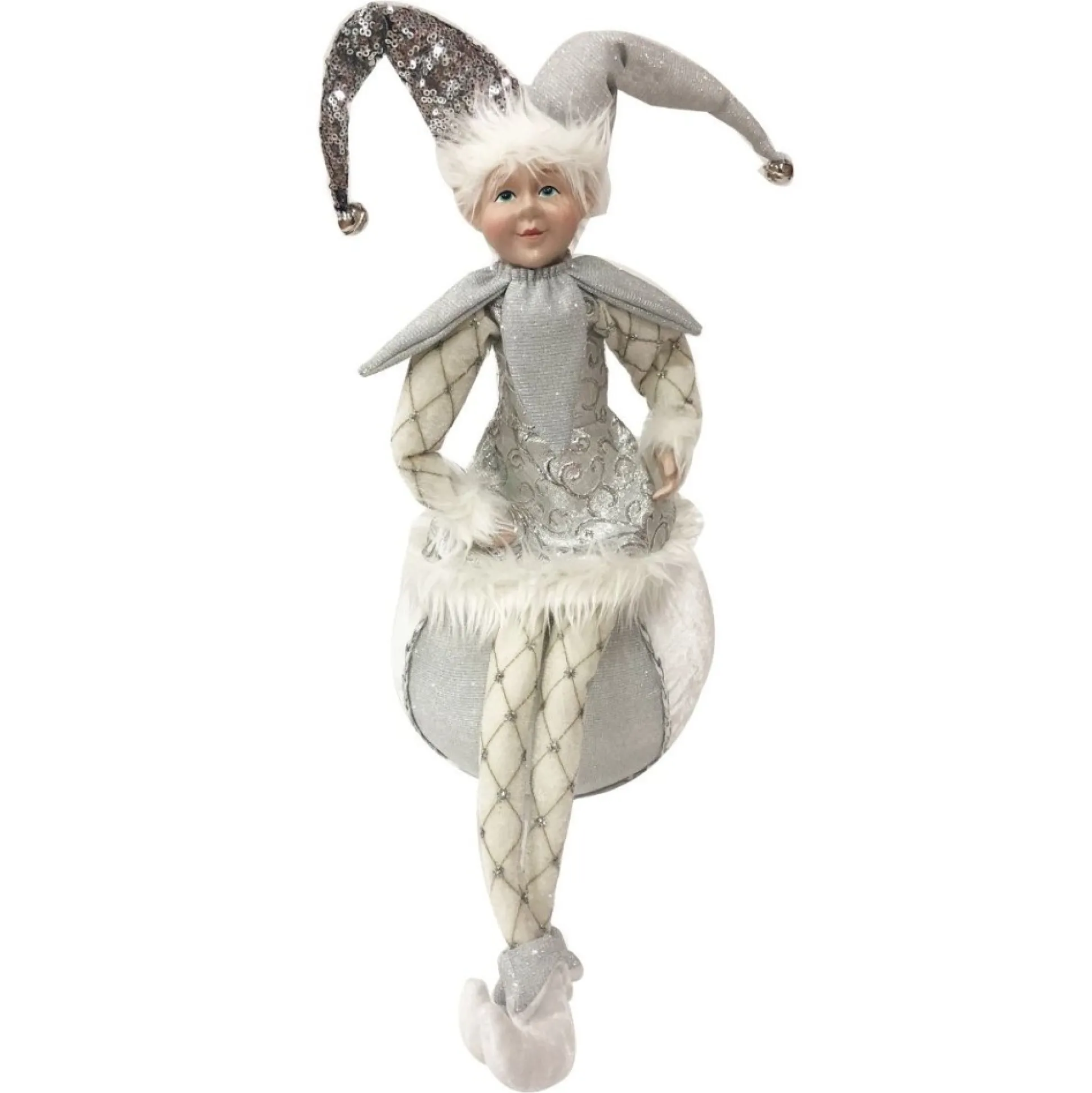 Silver Elf on Bauble Christmas Ornament Christmas Elves And Fairies|