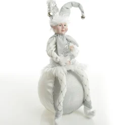 Silver Elf on Bauble Christmas Ornament Christmas Elves And Fairies|