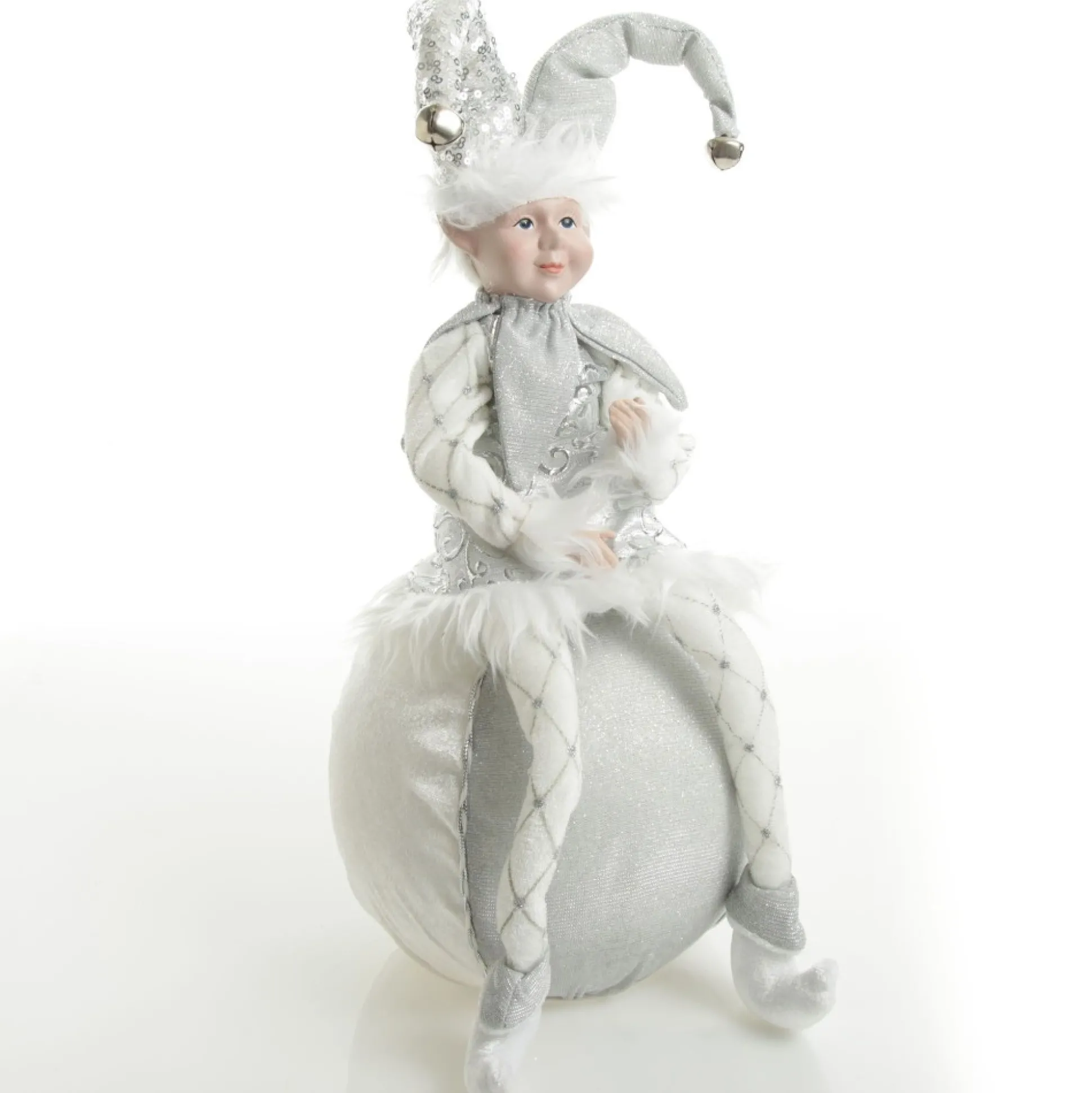 Silver Elf on Bauble Christmas Ornament Christmas Elves And Fairies|