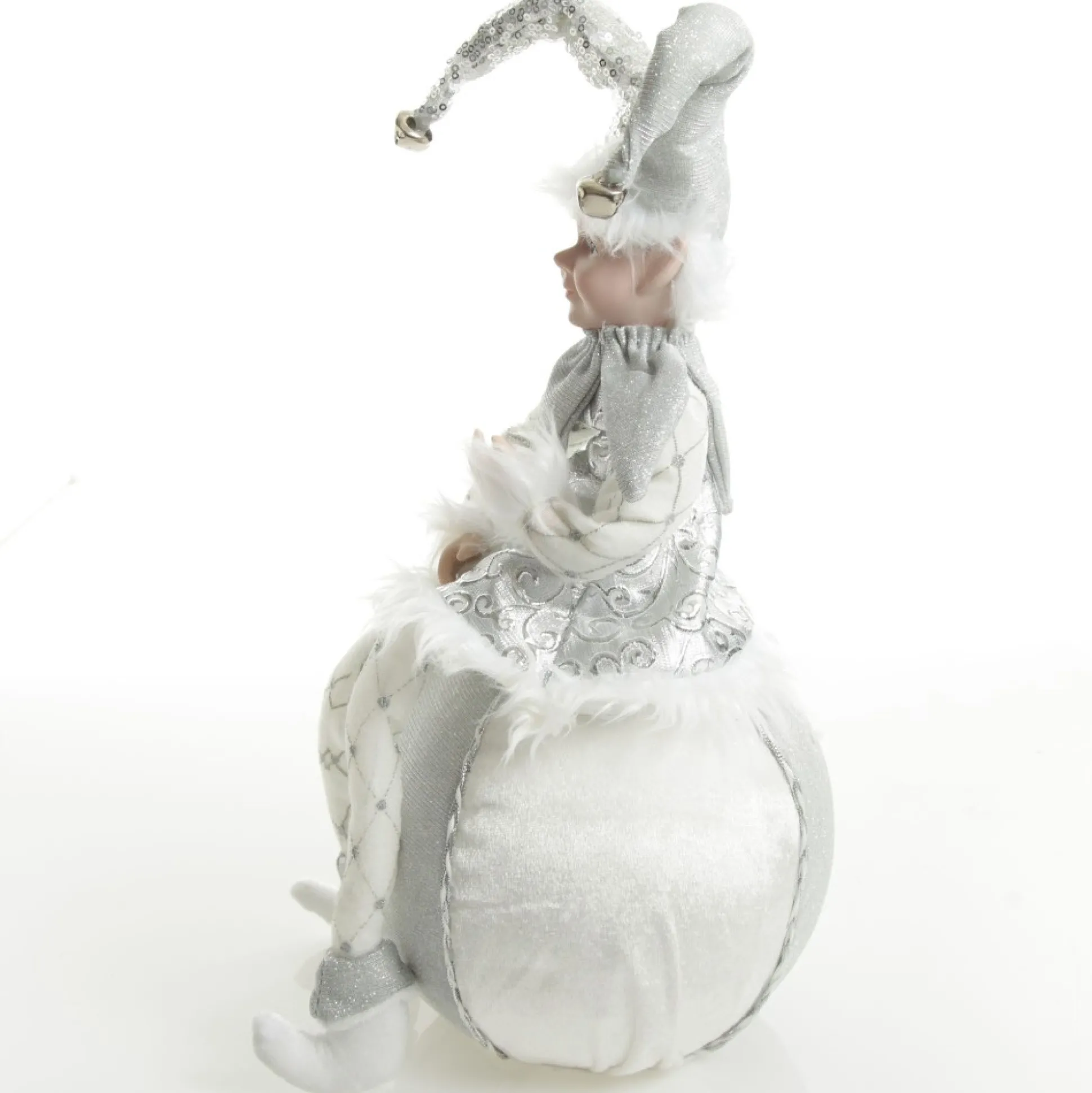 Silver Elf on Bauble Christmas Ornament Christmas Elves And Fairies|