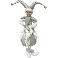 Silver Elf on Bauble Christmas Ornament Christmas Elves And Fairies|