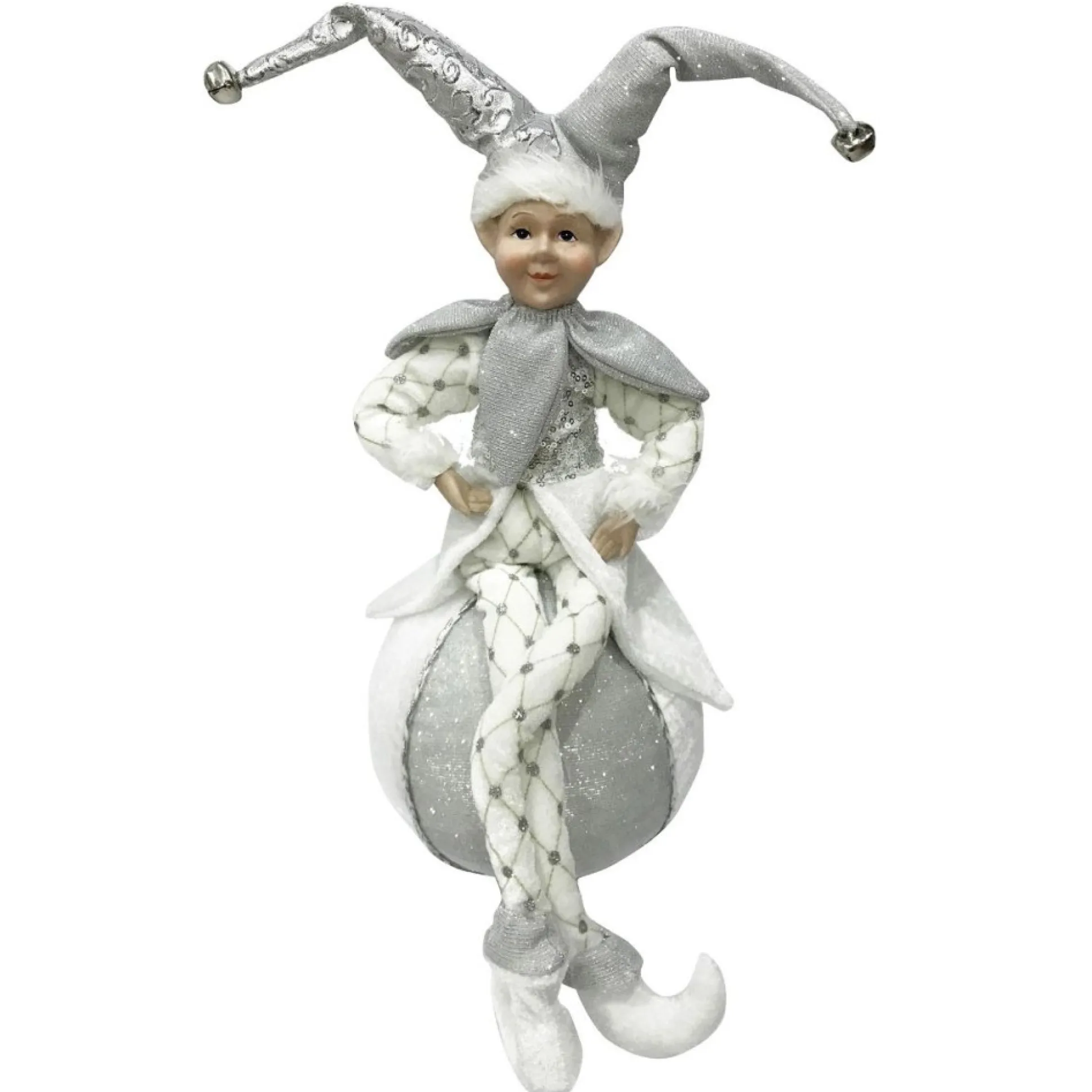 Silver Elf on Bauble Christmas Ornament Christmas Elves And Fairies|