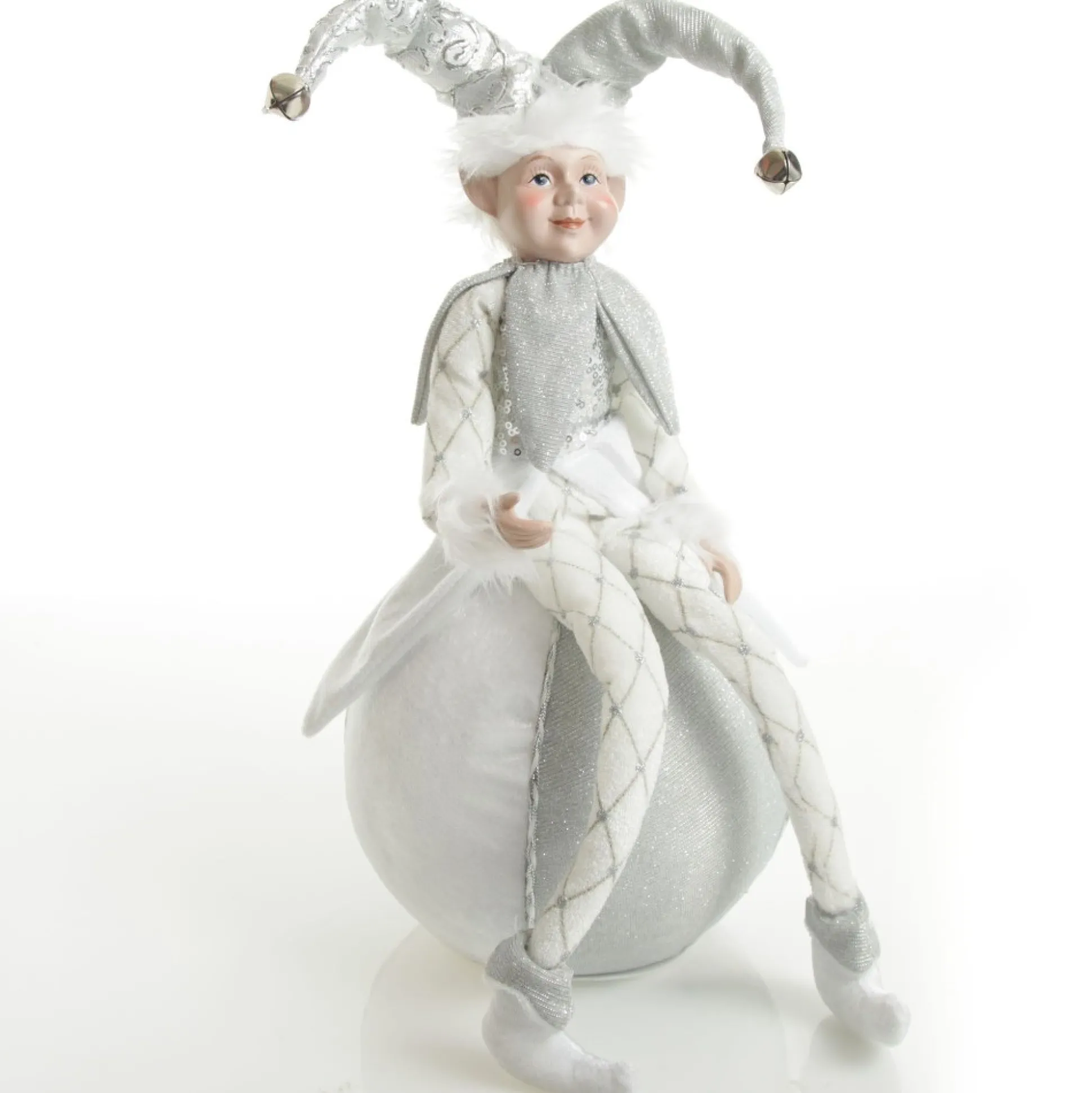 Silver Elf on Bauble Christmas Ornament Christmas Elves And Fairies|