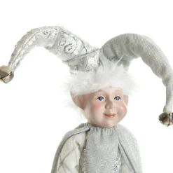 Silver Elf on Bauble Christmas Ornament Christmas Elves And Fairies|