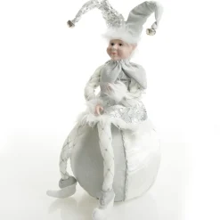 Silver Elf on Bauble Christmas Ornament Christmas Elves And Fairies|