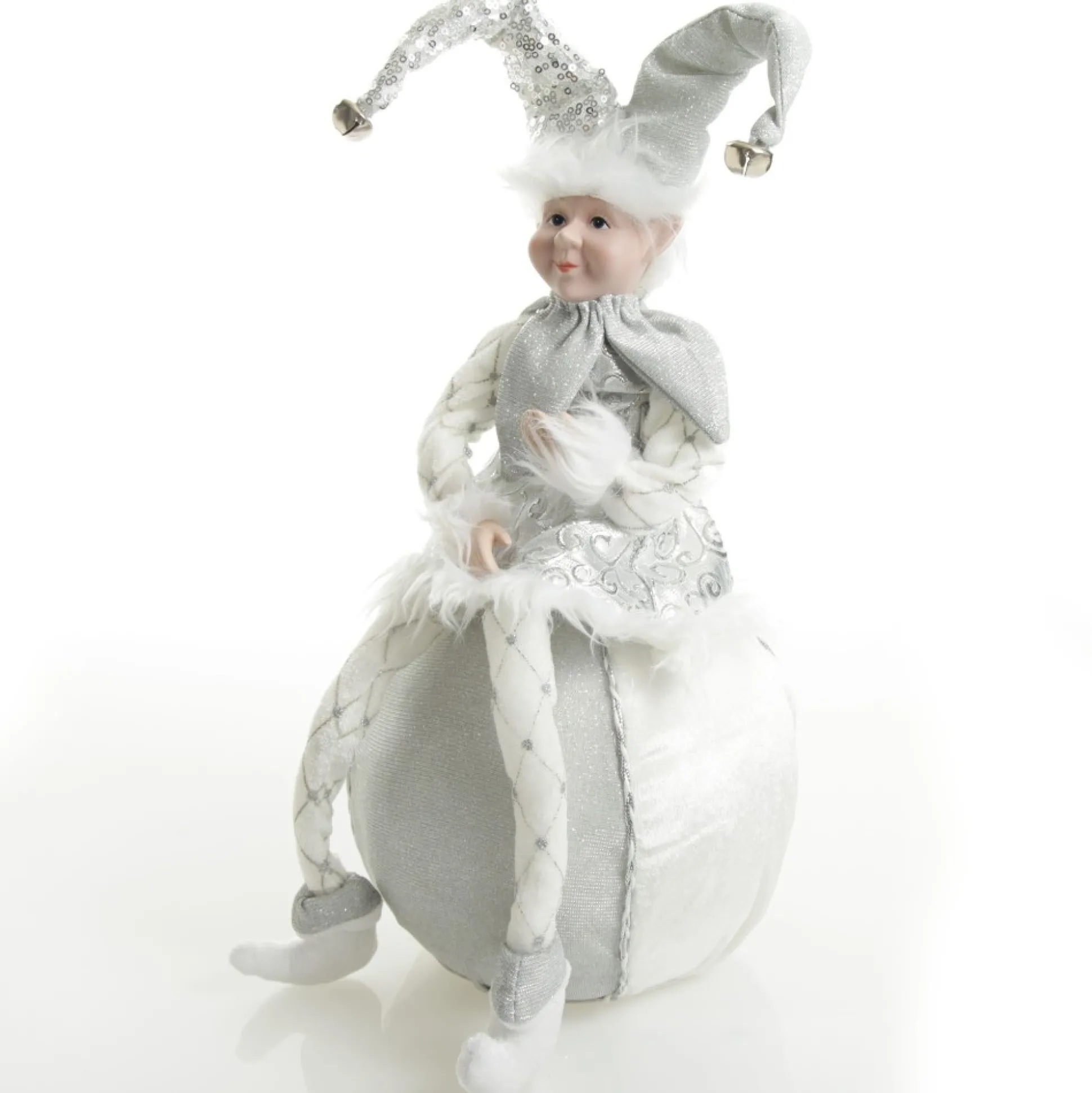 Silver Elf on Bauble Christmas Ornament Christmas Elves And Fairies|