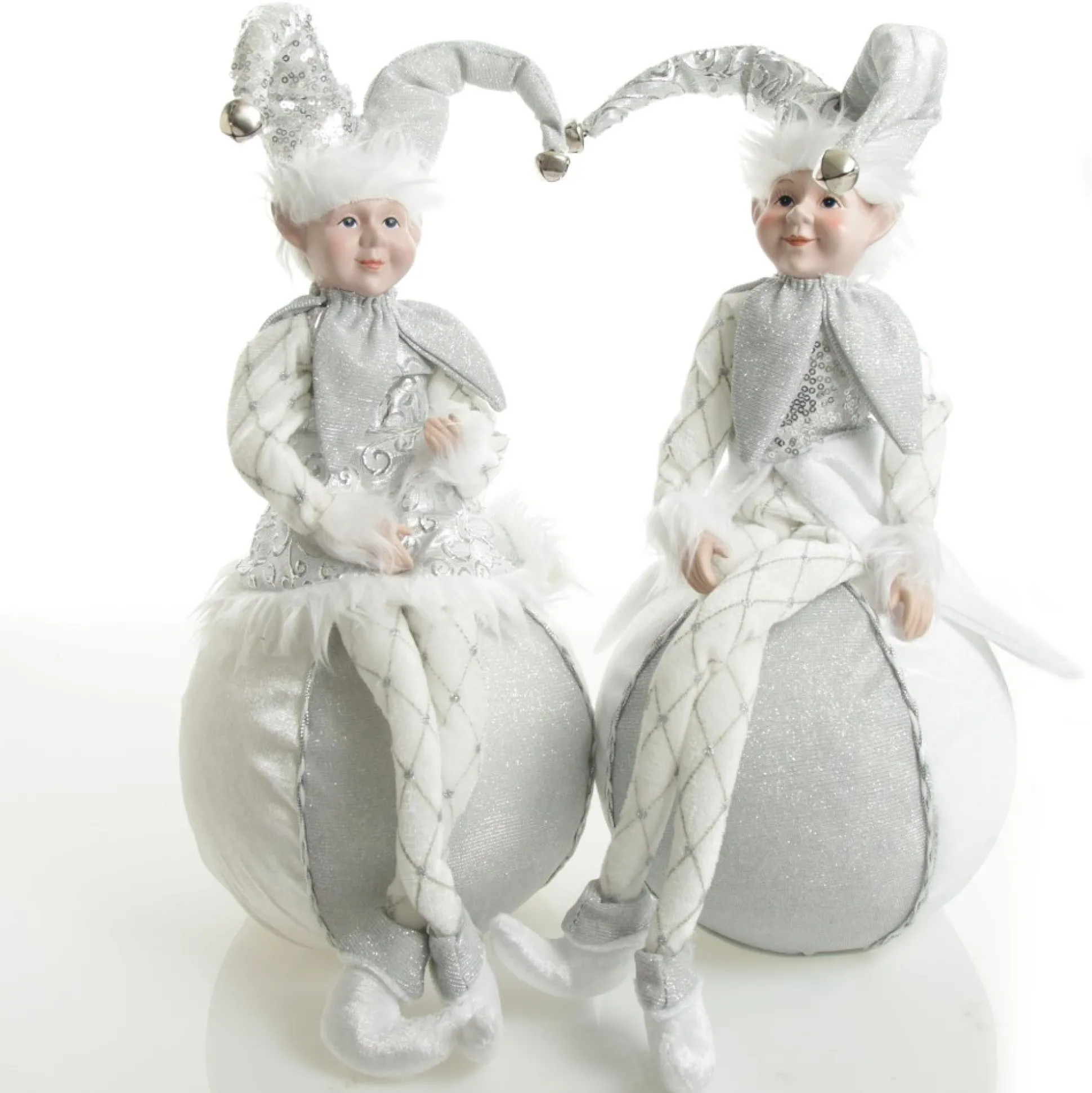 Silver Elf on Bauble Christmas Ornament Christmas Elves And Fairies|