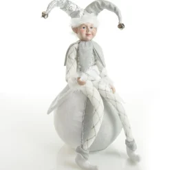 Silver Elf on Bauble Christmas Ornament Christmas Elves And Fairies|