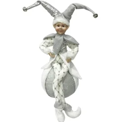 Silver Elf on Bauble Christmas Ornament Christmas Elves And Fairies|