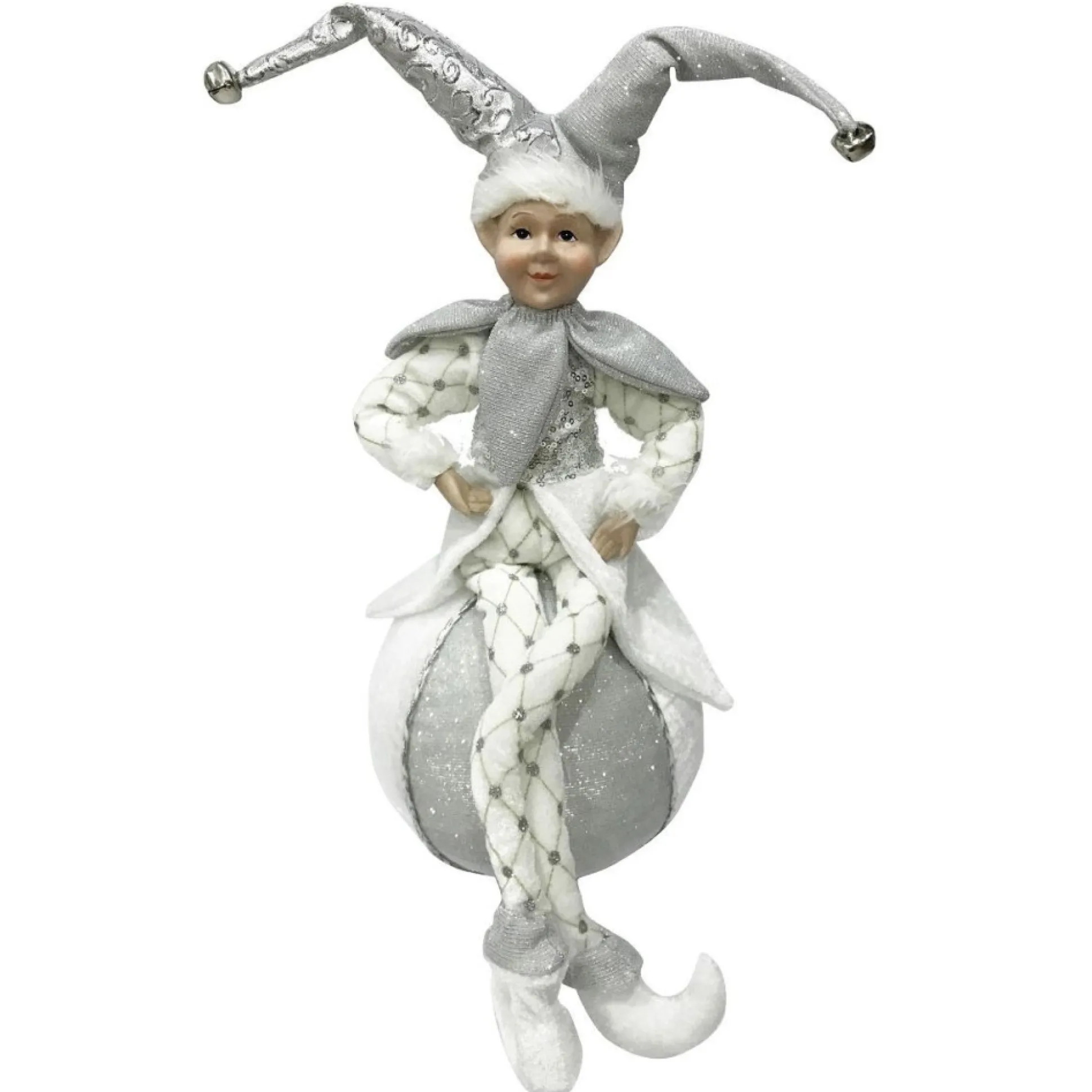 Silver Elf on Bauble Christmas Ornament Christmas Elves And Fairies|