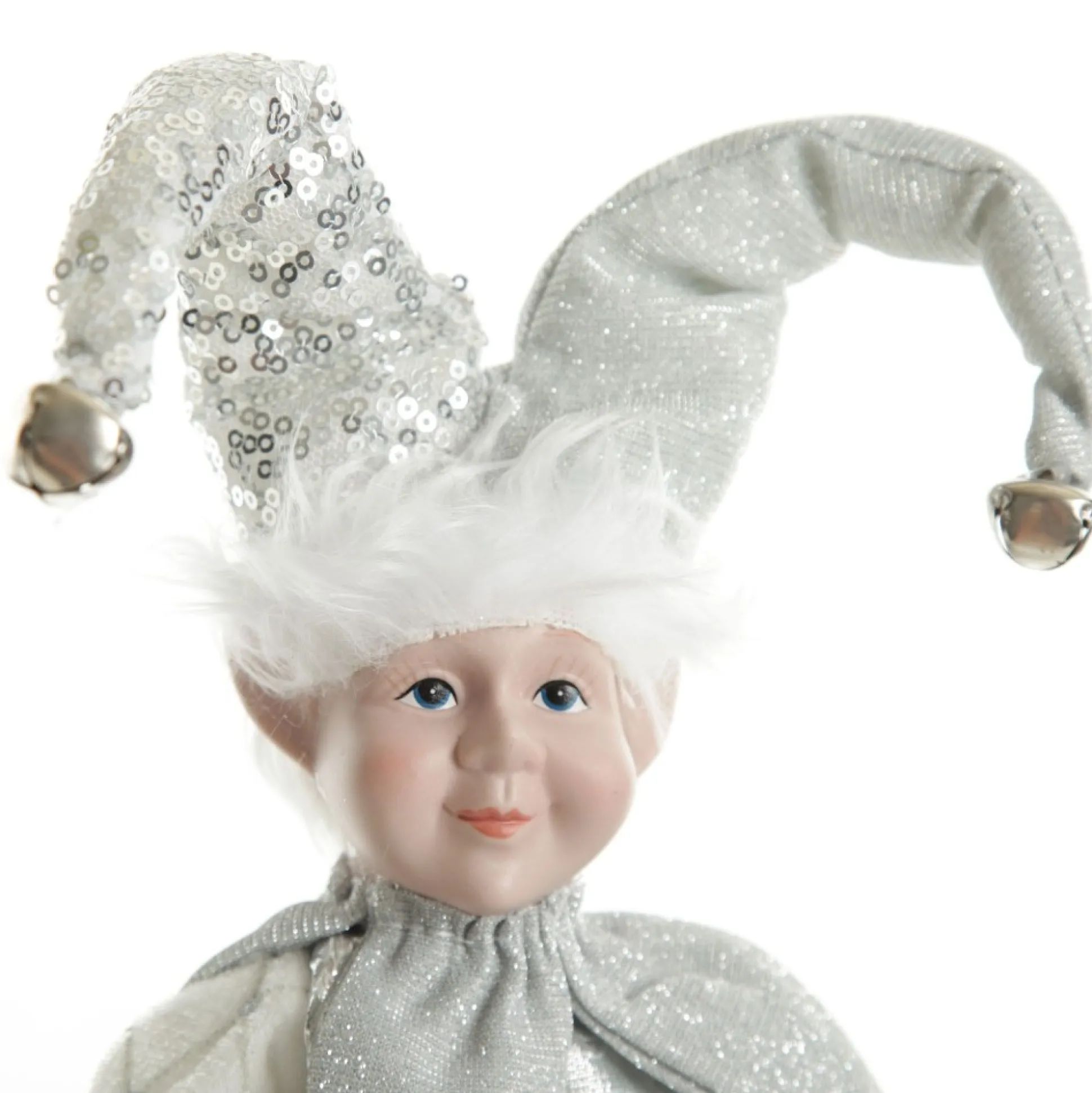 Silver Elf on Bauble Christmas Ornament Christmas Elves And Fairies|