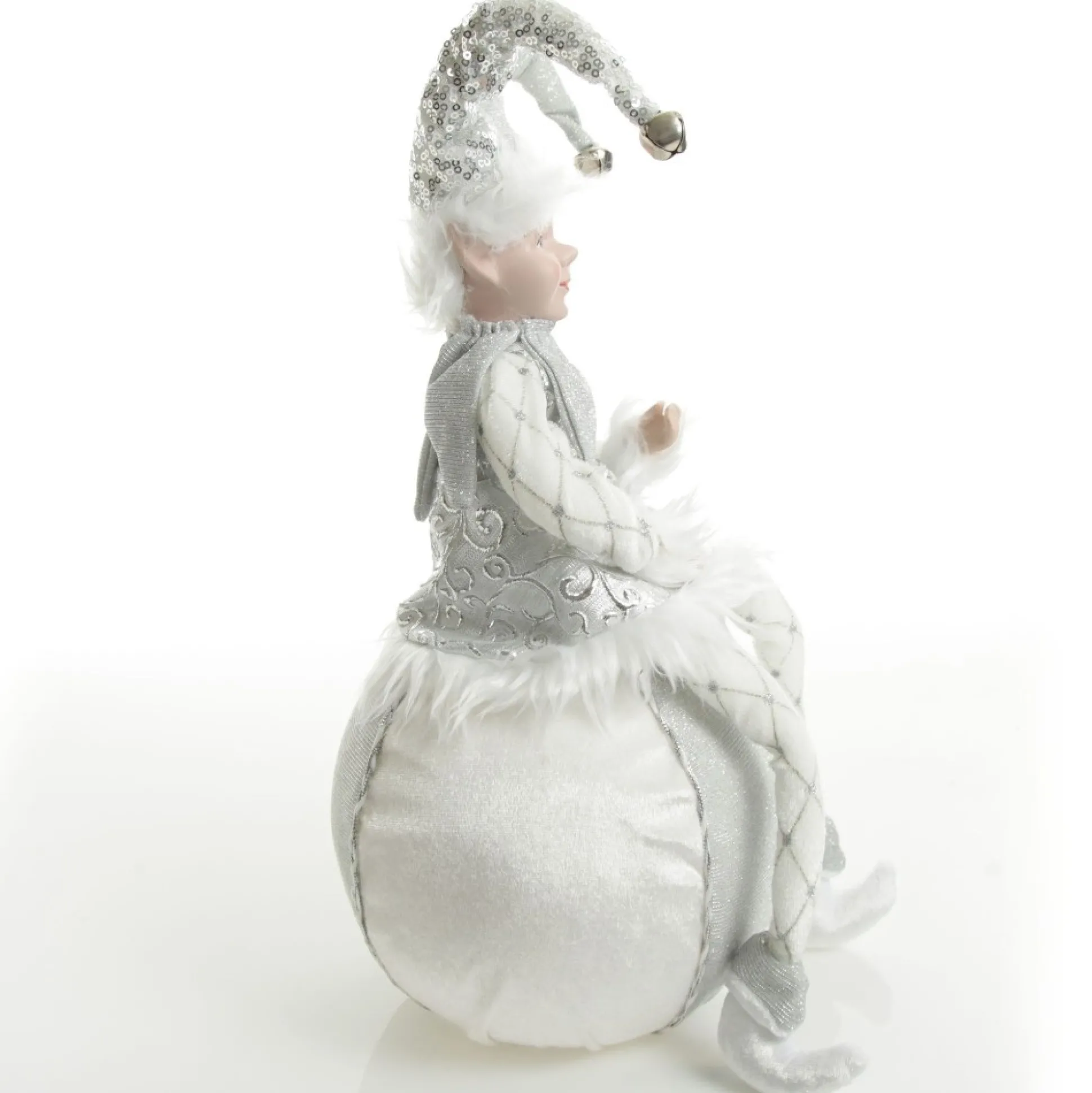 Silver Elf on Bauble Christmas Ornament Christmas Elves And Fairies|