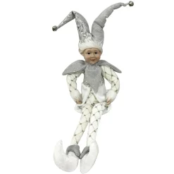 Silver Elf Sitting Christmas Ornament Christmas Elves And Fairies|