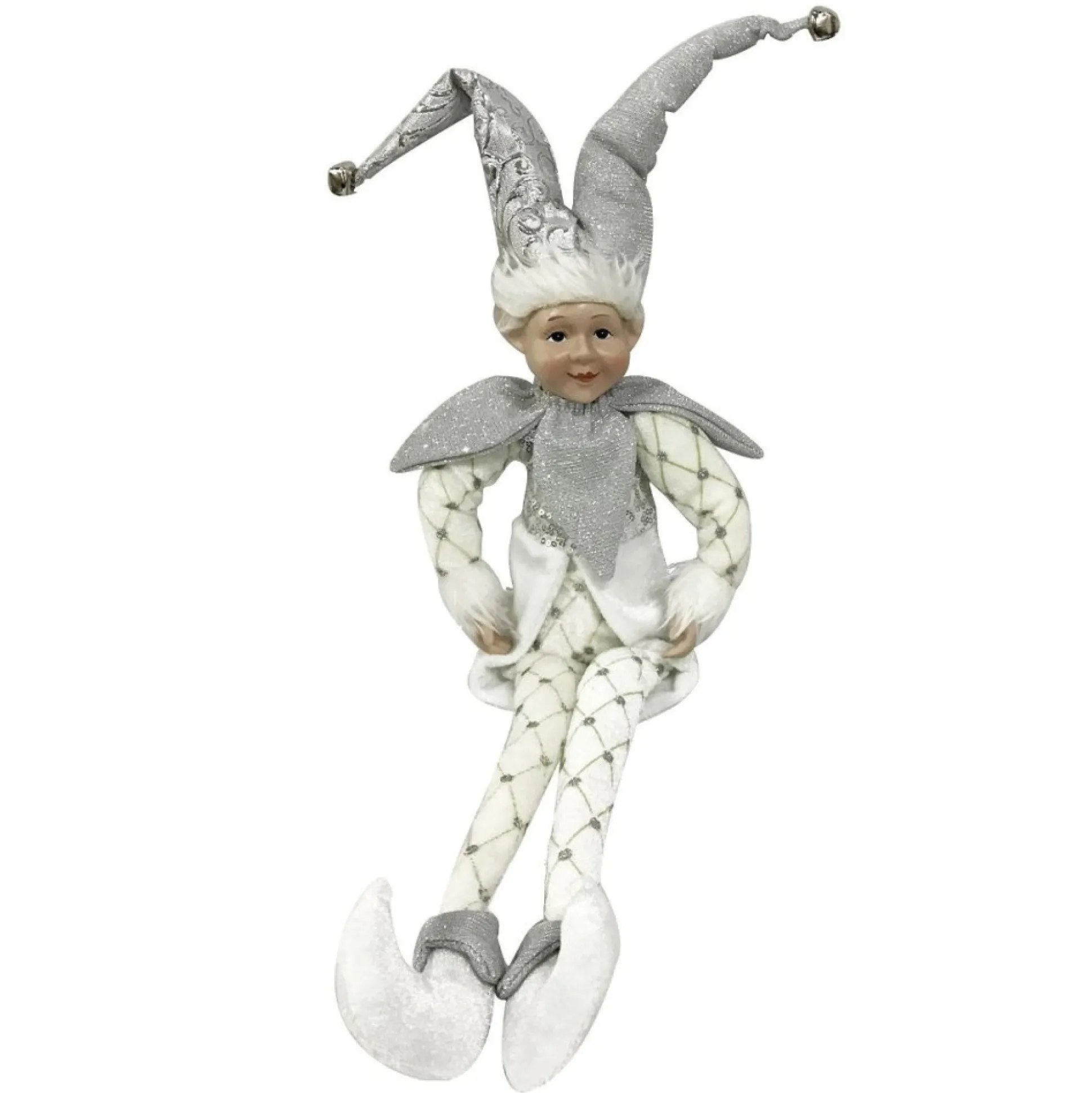 Silver Elf Sitting Christmas Ornament Christmas Elves And Fairies|