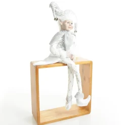 Silver Elf Sitting Christmas Ornament Christmas Elves And Fairies|