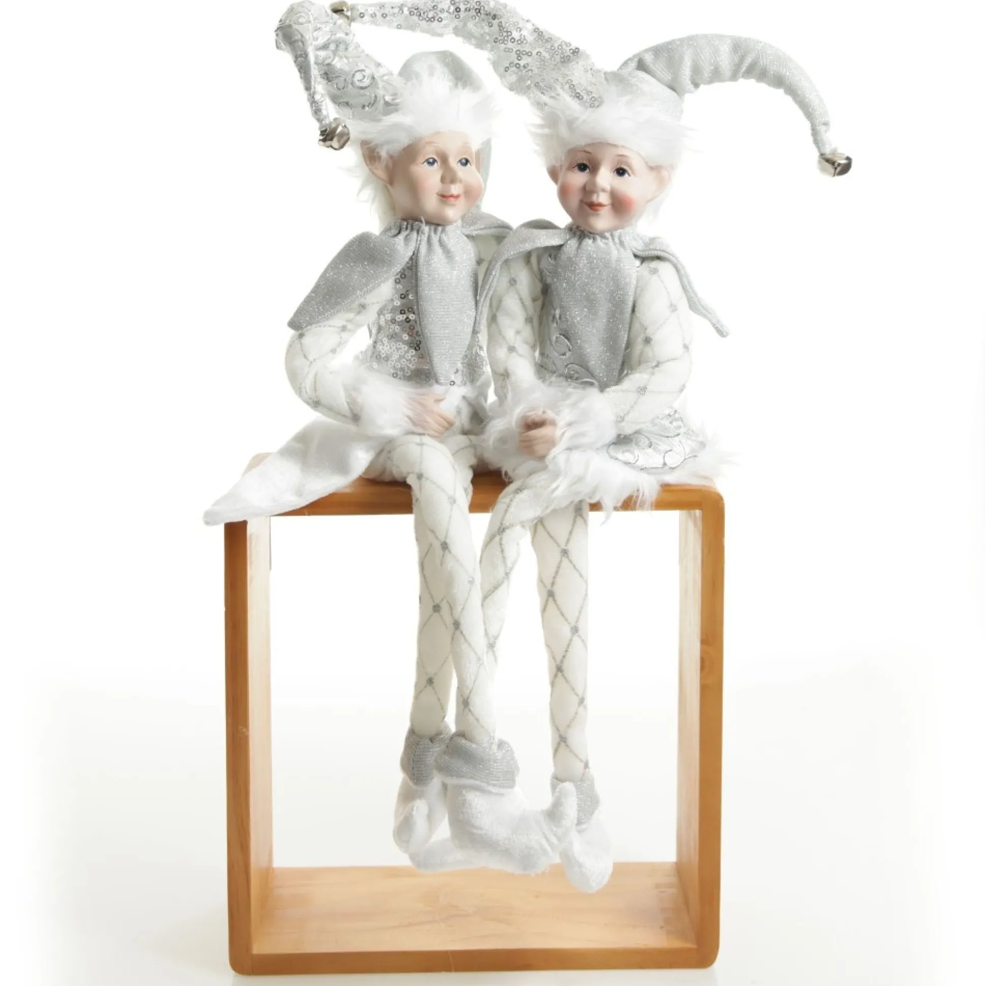 Silver Elf Sitting Christmas Ornament Christmas Elves And Fairies|