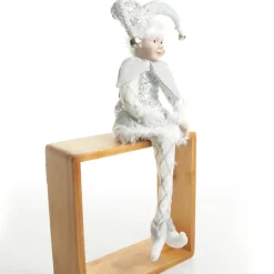 Silver Elf Sitting Christmas Ornament Christmas Elves And Fairies|