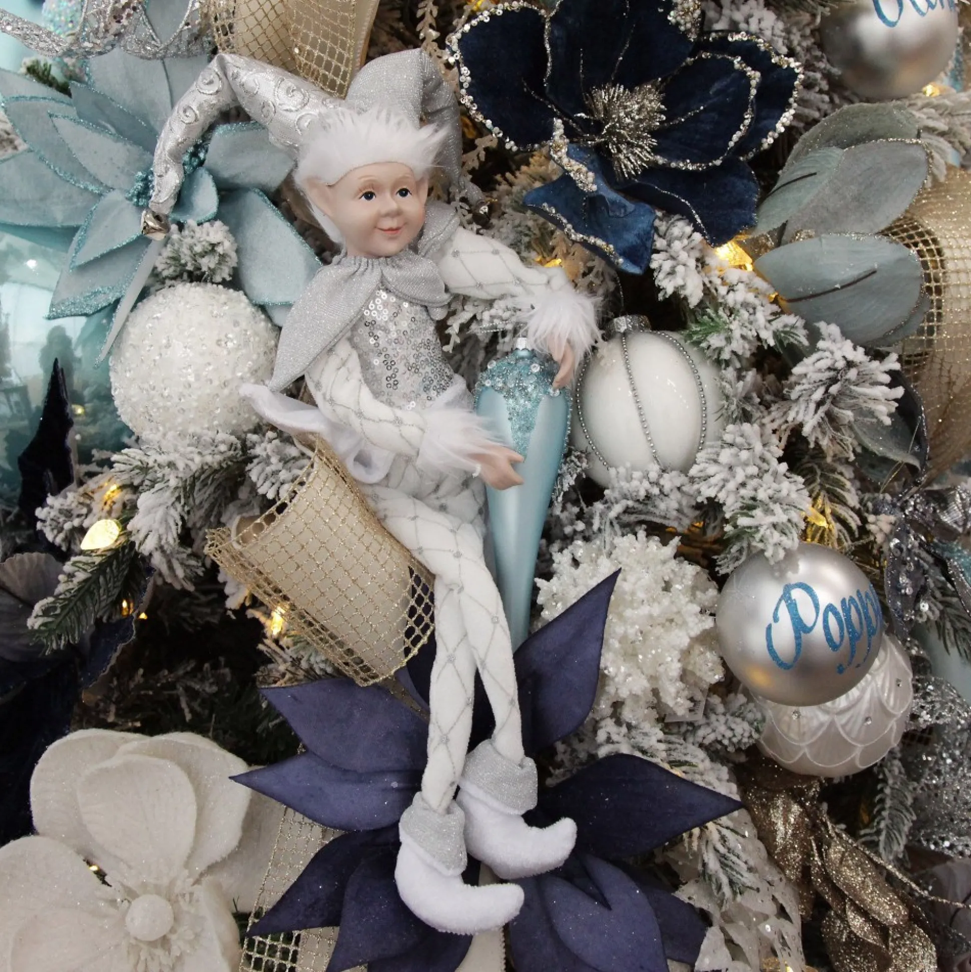 Silver Elf Sitting Christmas Ornament Christmas Elves And Fairies|