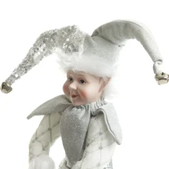 Silver Elf Sitting Christmas Ornament Christmas Elves And Fairies|
