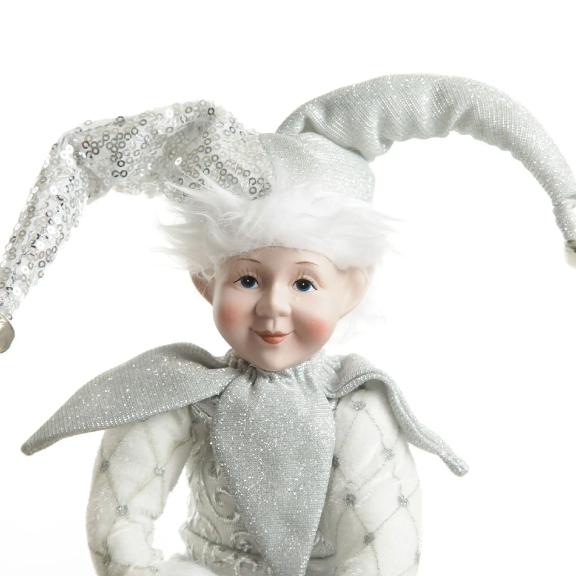 Silver Elf Sitting Christmas Ornament Christmas Elves And Fairies|