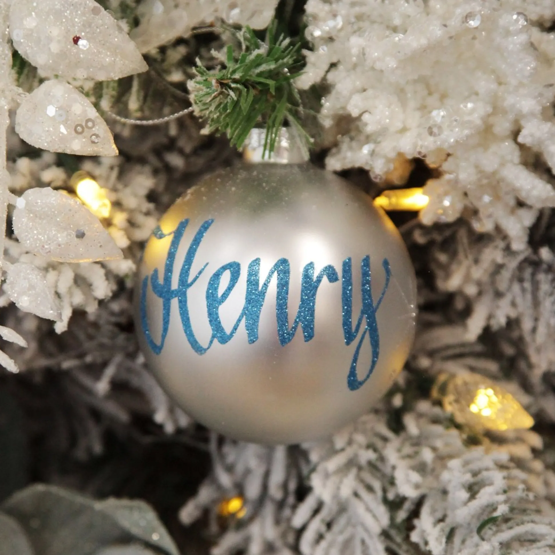 Silver Glass Personalised Christmas Bauble Personalised Baubles|