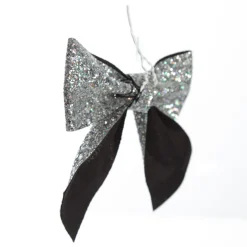 Silver Glitter Bow - Set of 2 Christmas Bells And Bows|