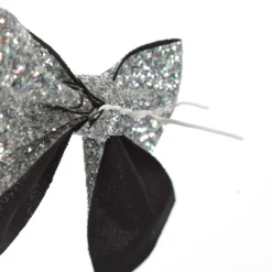 Silver Glitter Bow - Set of 2 Christmas Bells And Bows|