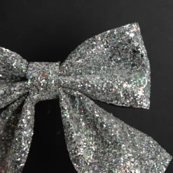 Silver Glitter Bow - Set of 2 Christmas Bells And Bows|