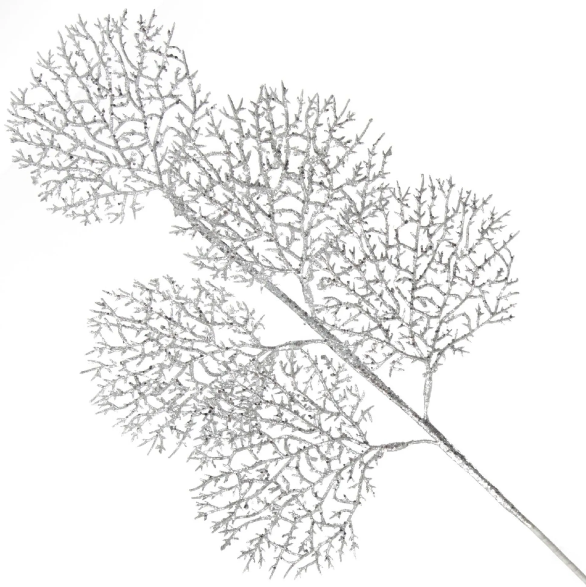 Silver Glitter Coastal Coral Pick Christmas Sprays|