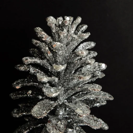 Silver Glitter Faux Hanging Pinecone Pinecones And Acorns|
