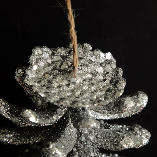 Silver Glitter Faux Hanging Pinecone Pinecones And Acorns|