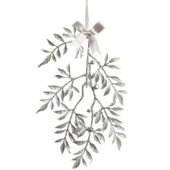 Silver Glitter Fern Tree Decoration with Mini Bells Christmas Tree Decorations|