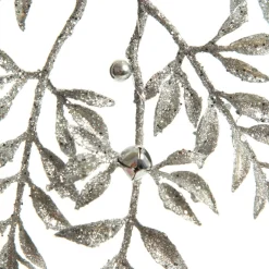 Silver Glitter Fern Tree Decoration with Mini Bells Christmas Tree Decorations|