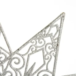 Silver Glitter Hanging Christmas Star Snowflakes And Stars|