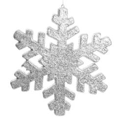 Silver Glitter Hanging Snowflake - Large Snowflakes And Stars|