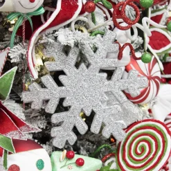 Silver Glitter Hanging Snowflake - Large Snowflakes And Stars|