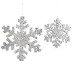Silver Glitter Hanging Snowflake - Large Snowflakes And Stars|