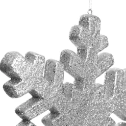 Silver Glitter Hanging Snowflake - Small Snowflakes And Stars|