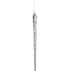 Silver Glitter Icicle Long Drop Christmas Tree Decorations|
