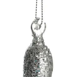 Silver Glitter Icicle Long Drop Christmas Tree Decorations|