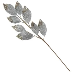 Silver Glitter Leaf Spray with Sequin Tips Christmas Sprays|