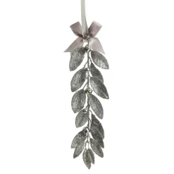Silver Glitter Leaf Tree Decoration with Mini Bells Christmas Tree Decorations|