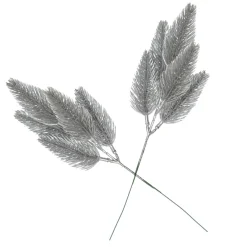 Silver Glitter Pine Bud Pick - Set of 2 Christmas Pick|