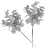 Silver Glitter Silver Dollar Leaf Pick - Set of 2 Christmas Pick|